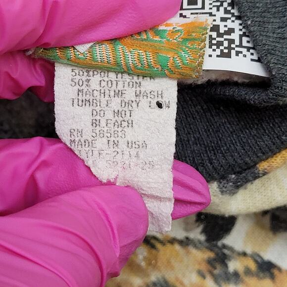 Vintage 90s Leopard AOP Sweatshirt Women M/L 22x20 Baggy USA - Picture 8 of 13